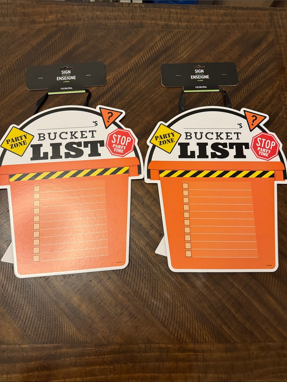 Party City Orange & Black Bucket List Party Signs (Set of 2)